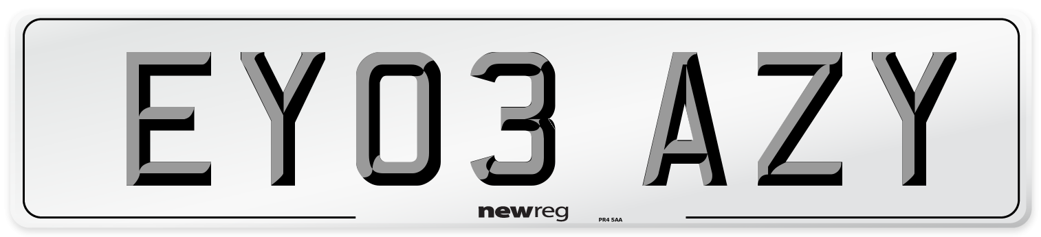 EY03 AZY Number Plate from New Reg